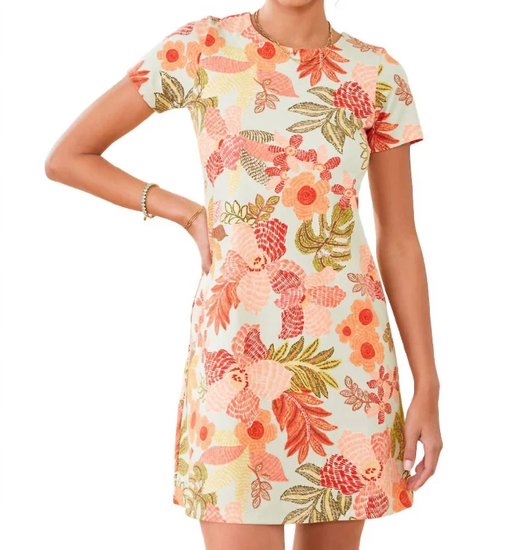 Street Graffiti Design Tahlia Jersey Dress In Callawassie Flowers Seafoam