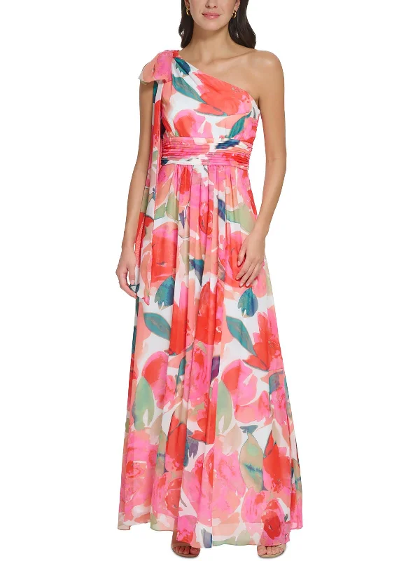 Avant-garde trend Womens Chiffon Floral Evening Dress
