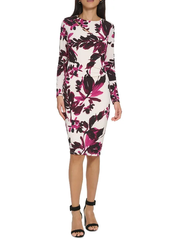 High waist design Womens Cutout Midi Sheath Dress