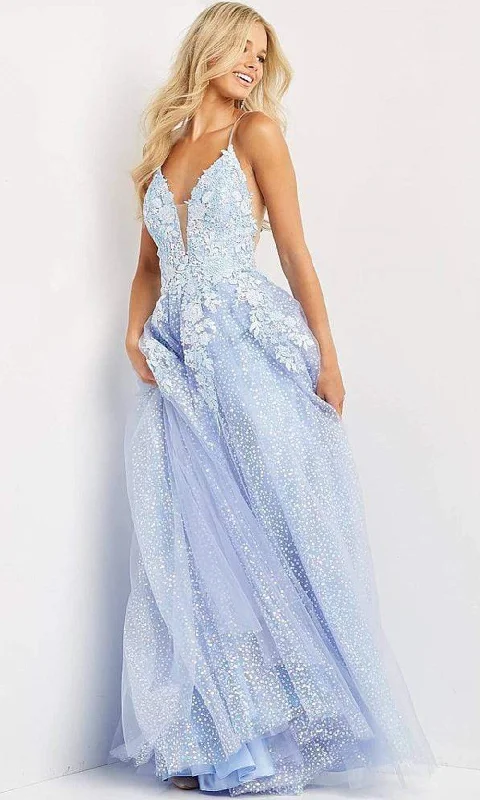 Sweet Short Skirt Style JVN by Jovani - JVN07252 Floral Sequined A-line Plus Size Prom Gown Sweet Short Skirt Style JVN by Jovani - JVN07252 Floral Sequined A-line Plus Size Prom Gown