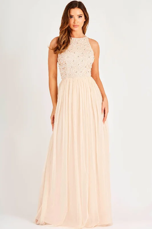 Elegant Classic Kahlo Picasso Blush Bridesmaid Maxi Dress