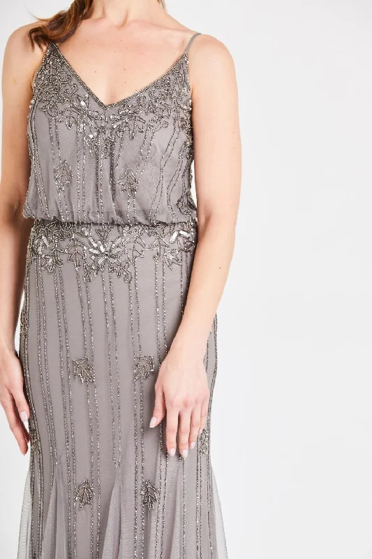 Sweet Age-Reducing Style Keeva Grey Bridesmaid Maxi Dress