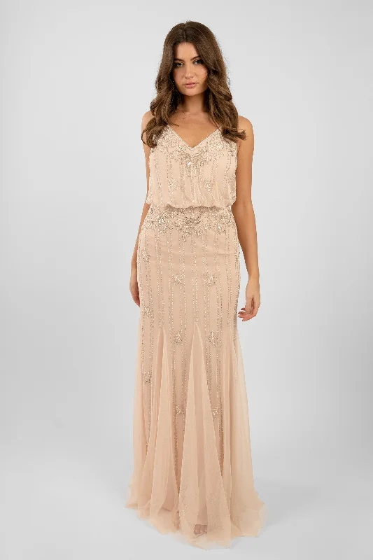 Street Graffiti Design Keeva Nude Blush Bridesmaid Dress