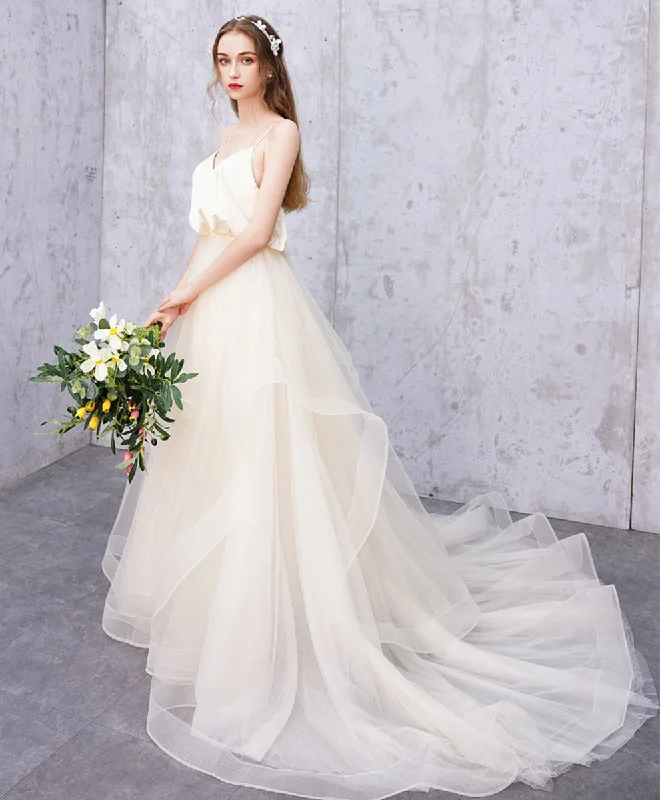 Sweet Princess Skirt Light Champagne Tulle Long Prom Dress Champagne Tulle Formal Dress