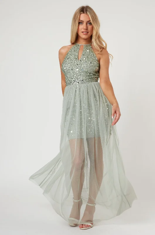 Boutique display Lulu Sage Bridesmaid Dress