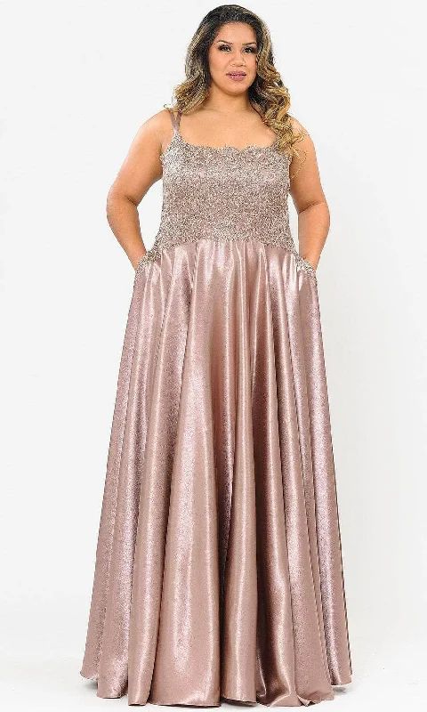 Style Design Poly USA W1094 - Sleeveless Straight Across Neck Long Gown