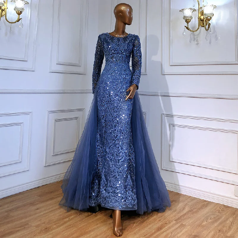 Sweet Korean Style Serene Hill Moslim Blue Mermaid Avond Jurken 2023 Overrok Luxe Kralen Elegant Voor Vrouw Party LA71558 Sweet Korean Style Serene Hill Moslim Blue Mermaid Avond Jurken 2023 Overrok Luxe Kralen Elegant Voor Vrouw Party LA71558