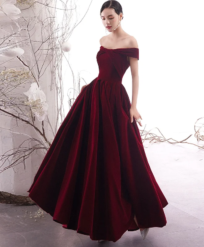 Sports Vitality Style Simple Burgundy Long Prom Dress Burgundy Evening Dress