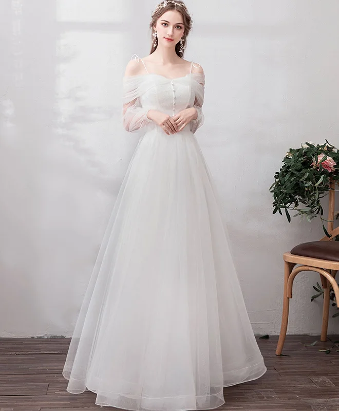 Leisure And Entertainment White Sweetheart Tulle Long Prom Dress White Formal Dress