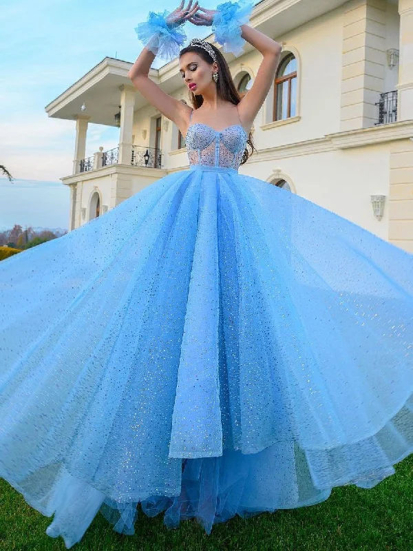 Street Style Suit Blue sweetheart neck tulle sequin long prom dress, blue evening dress,DS1938 Street Style Suit Blue sweetheart neck tulle sequin long prom dress, blue evening dress,DS1938