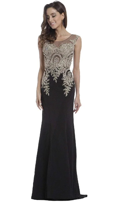 Alice style Cinderella Divine - Cap Sleeve Illusion Bateau Metallic Lace Evening Gown Alice style Cinderella Divine - Cap Sleeve Illusion Bateau Metallic Lace Evening Gown