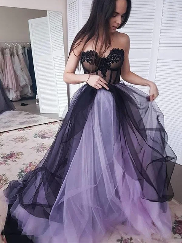 Fashionable and versatile Custom Made Sweetheart Neck Black and Purple Tulle Prom Dresses, Black and Purple Formal Dresses,DS1820 Fashionable and versatile Custom Made Sweetheart Neck Black and Purple Tulle Prom Dresses, Black and Purple Formal Dresses,DS1820