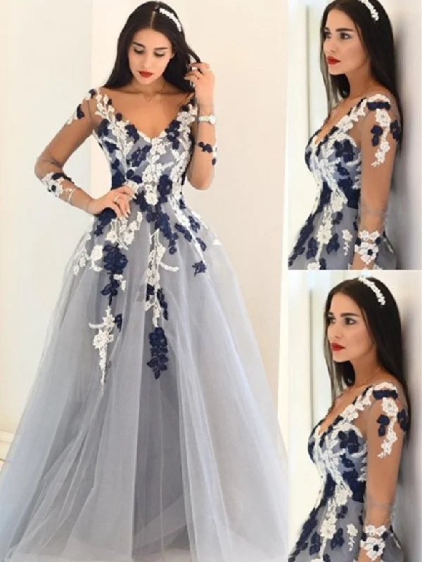 Literary Style Gray Long Sleeves Long Lace Prom Dresses, Long Sleeves Lace Formal Graduation Evening Dresses,DS1754 Literary Style Gray Long Sleeves Long Lace Prom Dresses, Long Sleeves Lace Formal Graduation Evening Dresses,DS1754