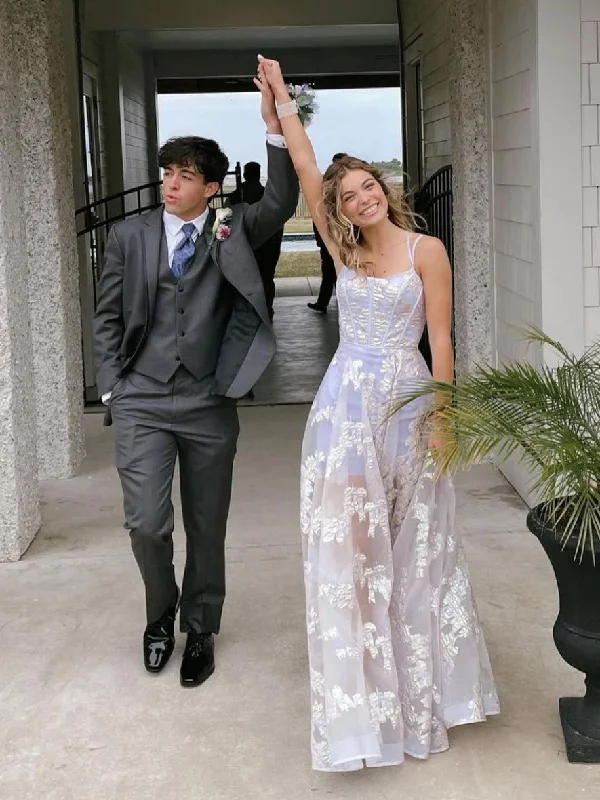 Black And White Style Light purple tulle lace long prom dress purple evening dress,DS1974 Black And White Style Light purple tulle lace long prom dress purple evening dress,DS1974