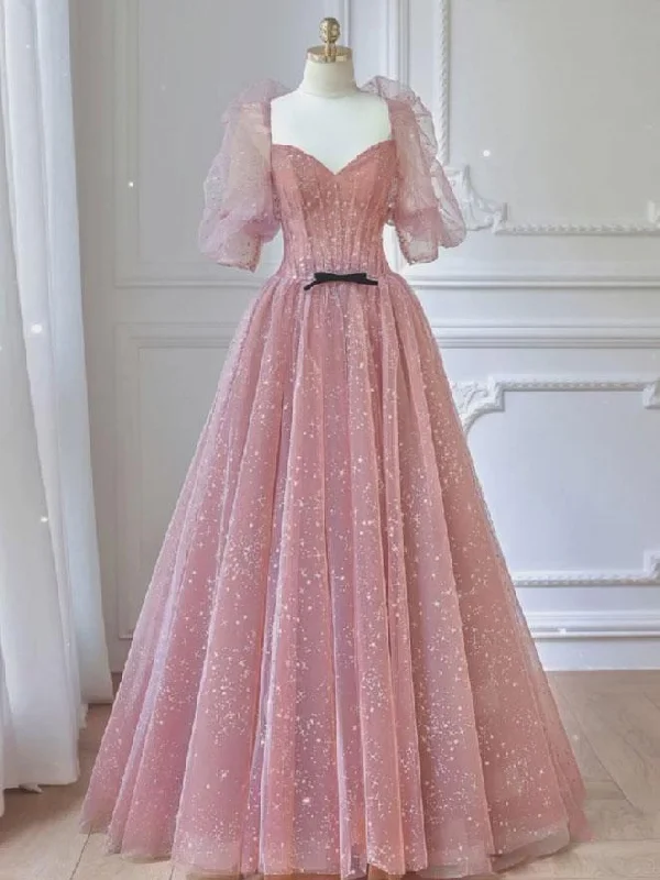 Street Graffiti Design Pink A-line tulle lace long prom dress, pink lace formal dress,DS1952 Street Graffiti Design Pink A-line tulle lace long prom dress, pink lace formal dress,DS1952