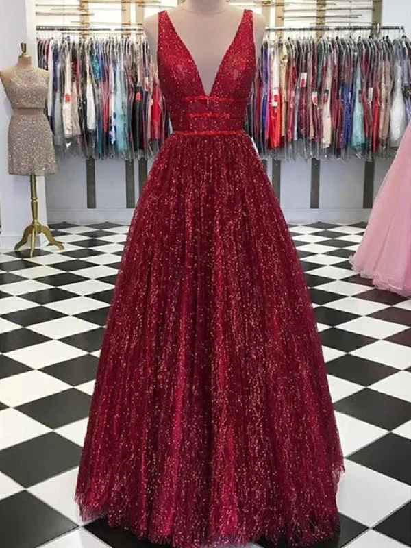 Round neck design Shiny A Line V Neck Burgundy Prom Dresses, Burgundy V Neck Formal Graduation Evening Dresses,DS1798 Round neck design Shiny A Line V Neck Burgundy Prom Dresses, Burgundy V Neck Formal Graduation Evening Dresses,DS1798