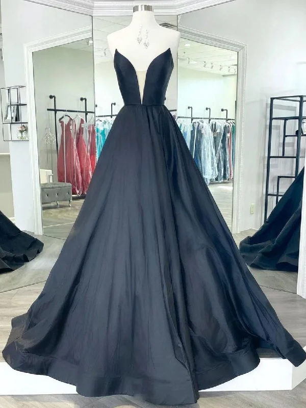Street Show-Off Style Simple black satin long prom dress, black evening dress,DS1982 Street Show-Off Style Simple black satin long prom dress, black evening dress,DS1982