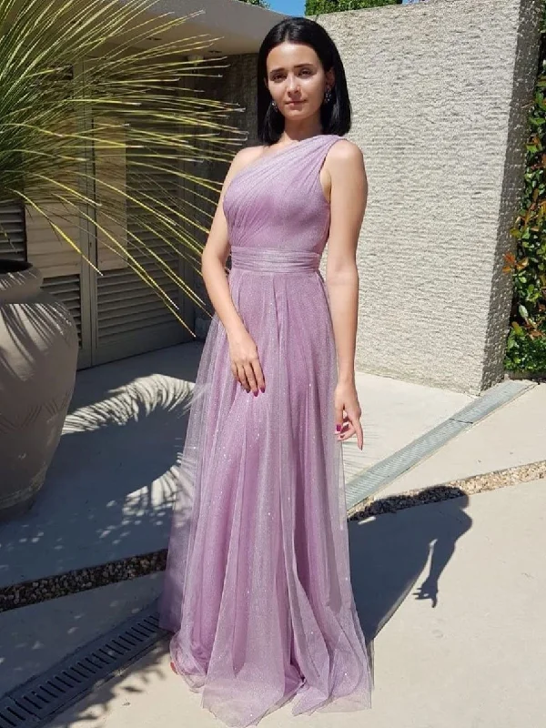 Fashion Style Simple purple tulle one shoulder long prom dress, purple evening dress,DS1955 Fashion Style Simple purple tulle one shoulder long prom dress, purple evening dress,DS1955