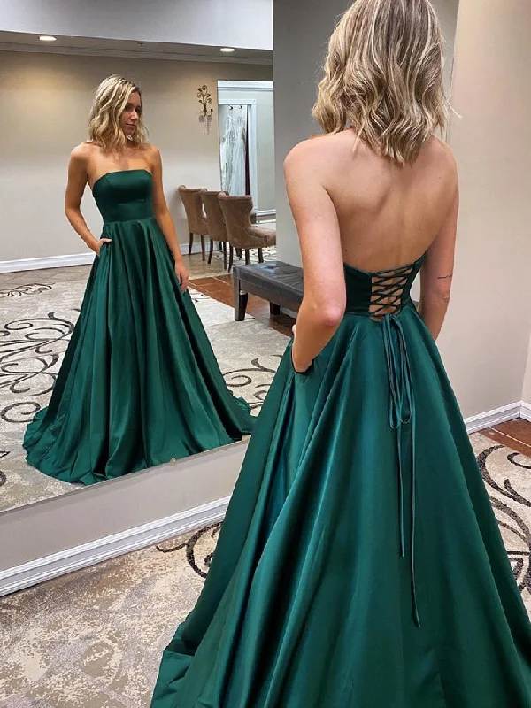 Street Vertical And Horizontal Design Strapless Emerald Green Long Prom Dresses, Emerald Green Long Formal Evening Dresses,DS1691 Street Vertical And Horizontal Design Strapless Emerald Green Long Prom Dresses, Emerald Green Long Formal Evening Dresses,DS1691