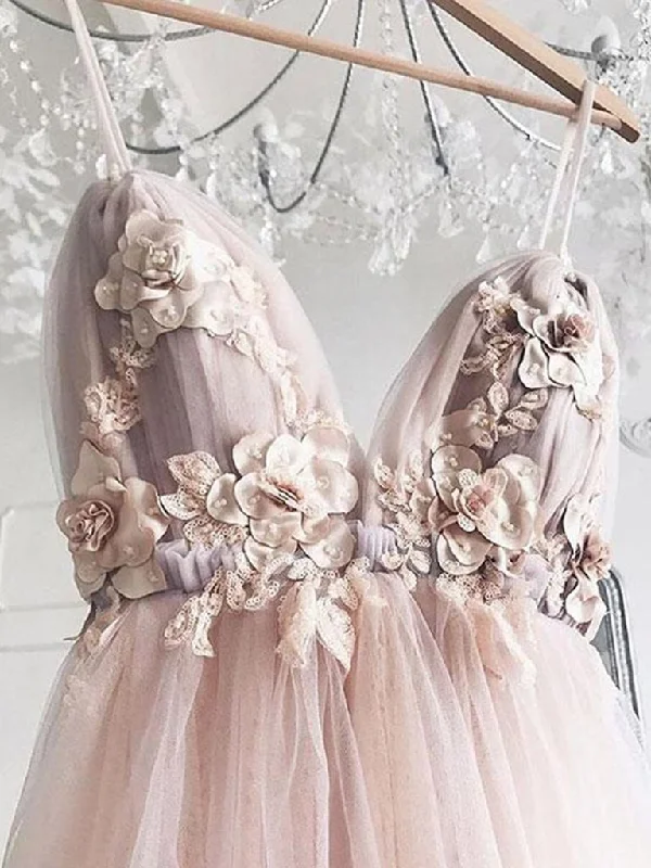 Cool Style Sweetheart Neck Pink Floral Tulle Prom Dresses, Pink Floral Wedding Formal Graduation Dresses,DS1761 Cool Style Sweetheart Neck Pink Floral Tulle Prom Dresses, Pink Floral Wedding Formal Graduation Dresses,DS1761