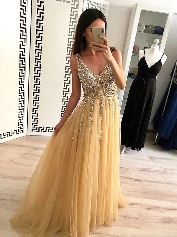 Boutique display V Neck Backless Yellow Prom Dresses, V Neck Yellow Backless Formal Graduation Evening Dresses,DS1812